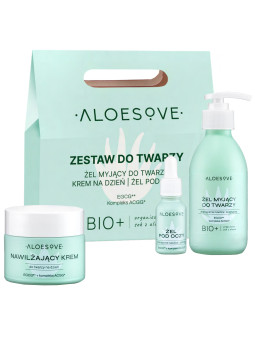 Aloesove Green zestaw kosmetyków do twarzy - nawilżający krem, 50ml + żel myjący, 190ml + żel pod oczy, 15ml