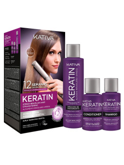 KATIVA Xpress Brazilian Hair Straightening Double Dose - zestaw do keratynowego prostowania włosów , 230ml