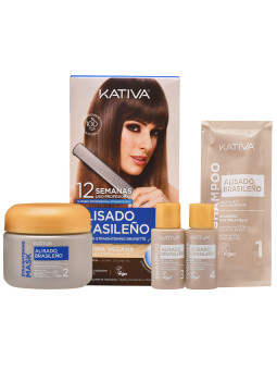 Kativa Alisado Brasileno Brunette Kit – Brazylijski zabieg prostujący do włosów naturalnych i ciemnych